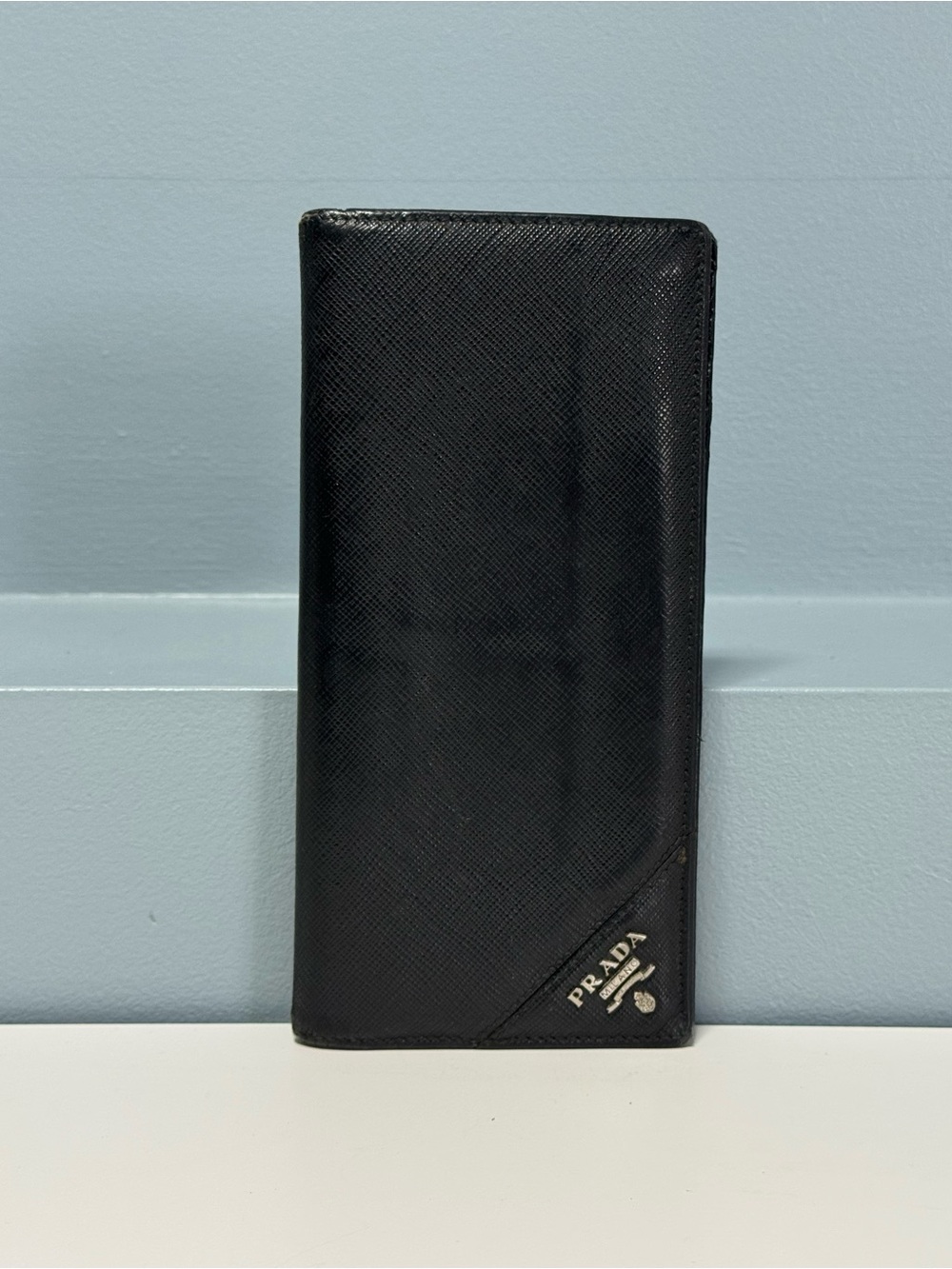 Prada Men’s Black Leather Bifold Long Wallet